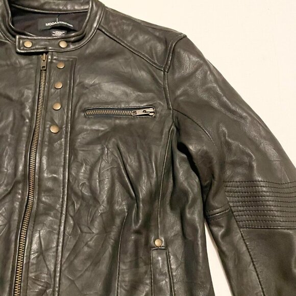 Moda International Womens Leather Jacket Size Medium - Picture 5 of 16
